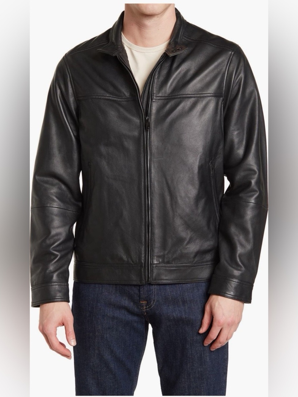 Rodd & Gunn Cromwell Black Leather Jacket Size Large